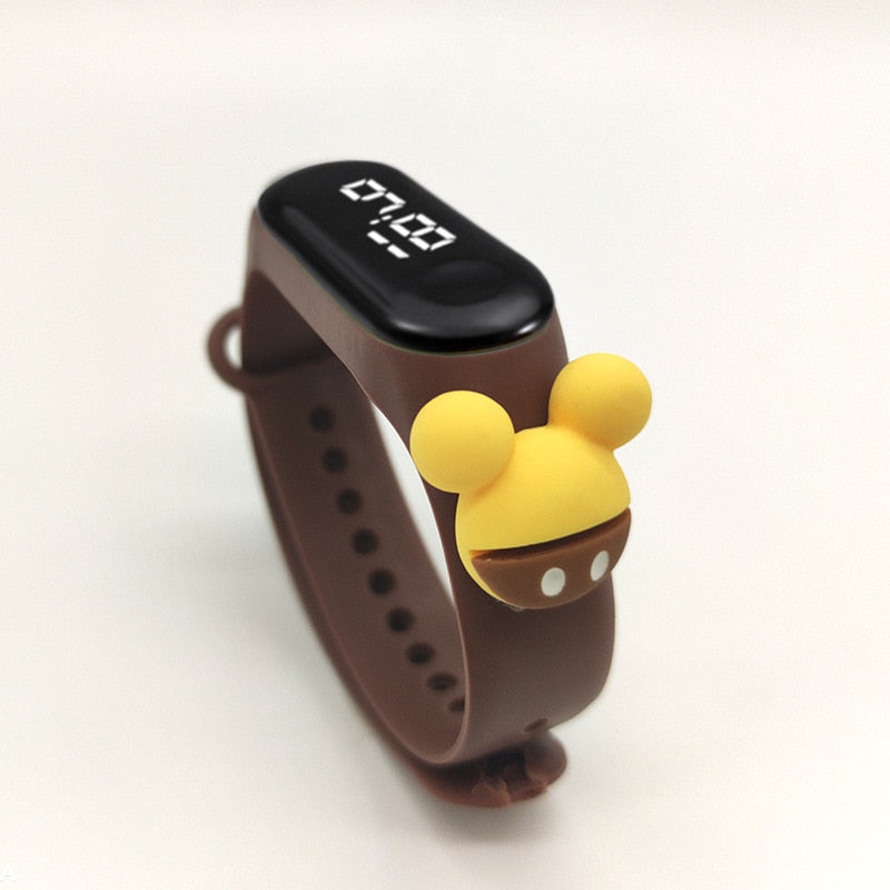 Relógio Eletrônico LED Infantil Disney relogio Loja Click Certo Marrom Mickey 