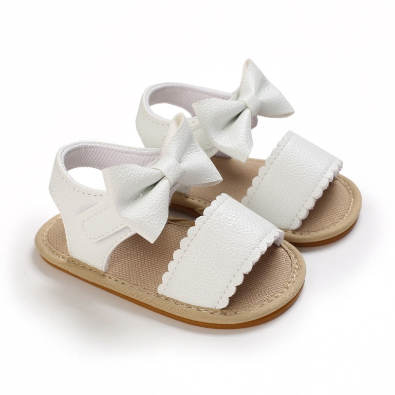 Sandália Lacinho e Velcro lacinho Loja Click Certo Branco 0-6 Meses 11cm 