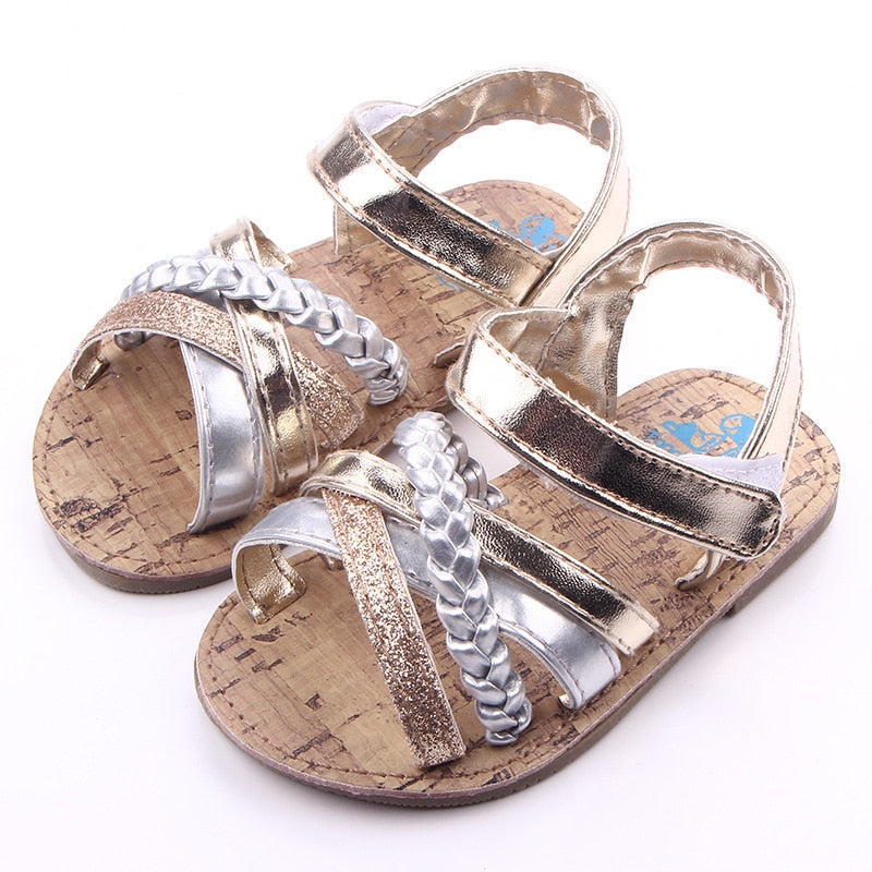 Sandália Tiras Brilhosas sandália Loja Click Certo Dourado 0-6 Meses 11cm 