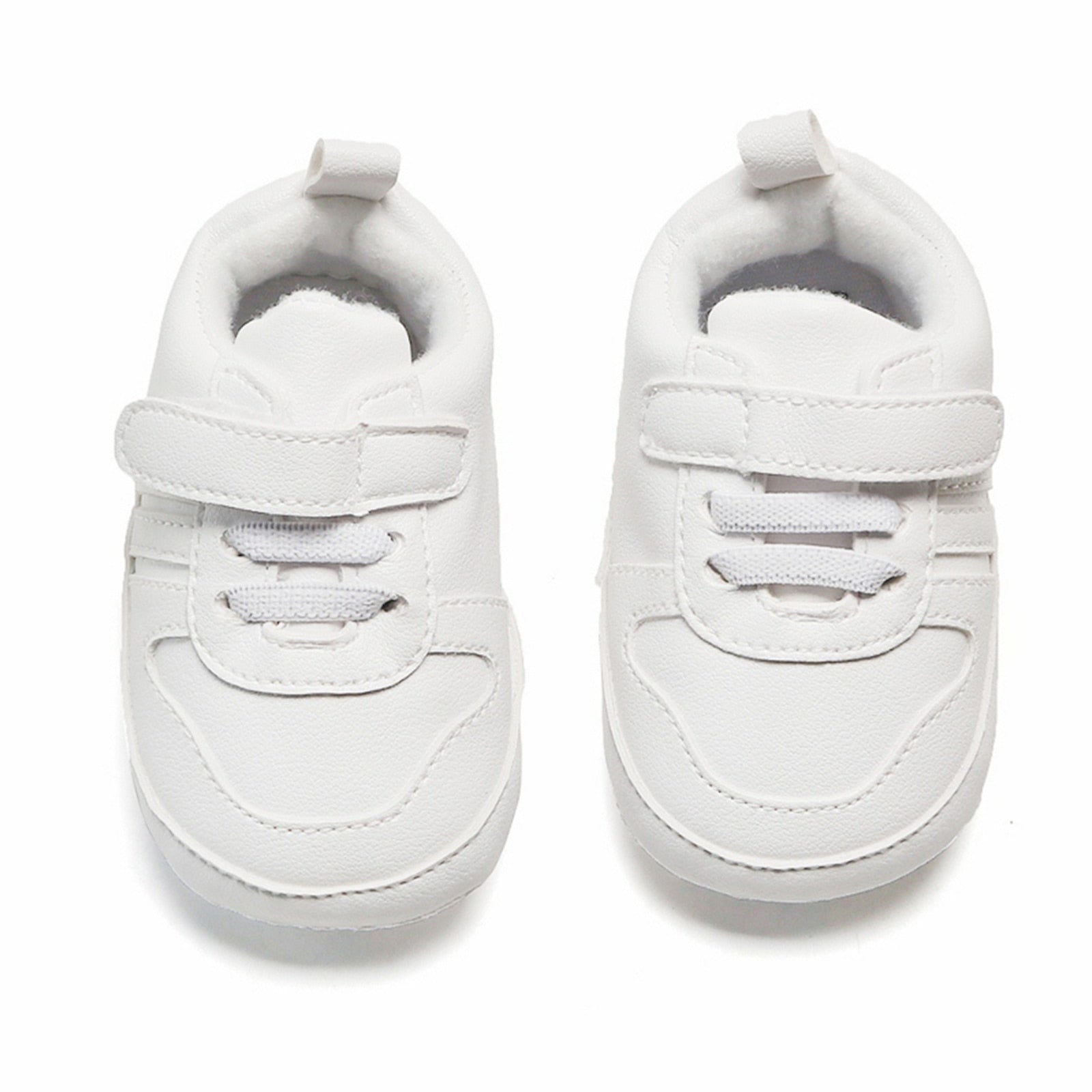 Sapatênis Branco Clássico Sapato Loja Click Certo Fecho com Cadarço 0-6 Meses 11cm 