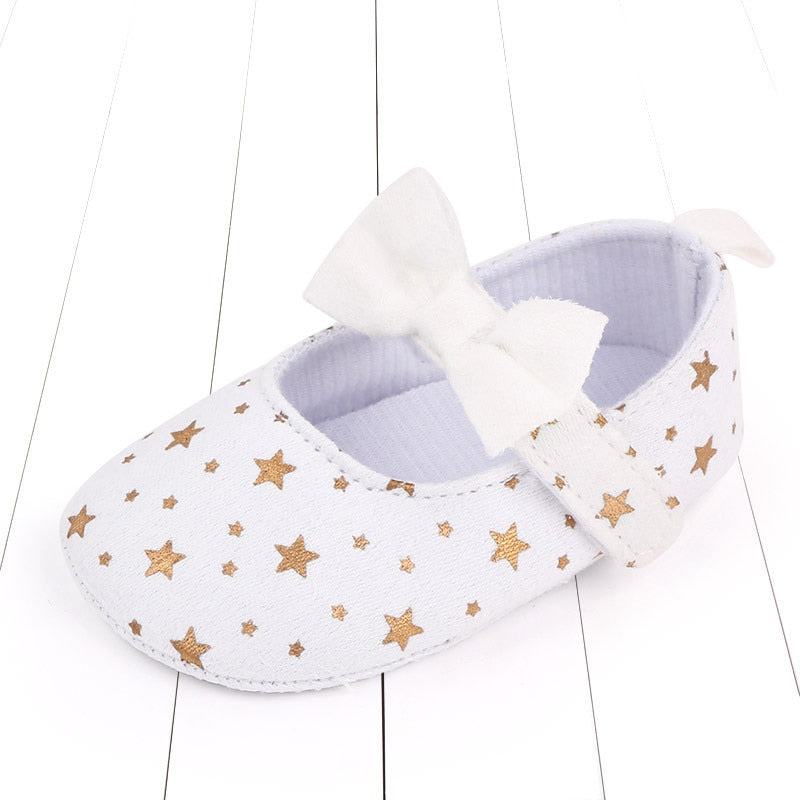 Sapatilha Estrelas Bordadas sapato Loja Click Certo Branco 0-6 Meses 11cm 
