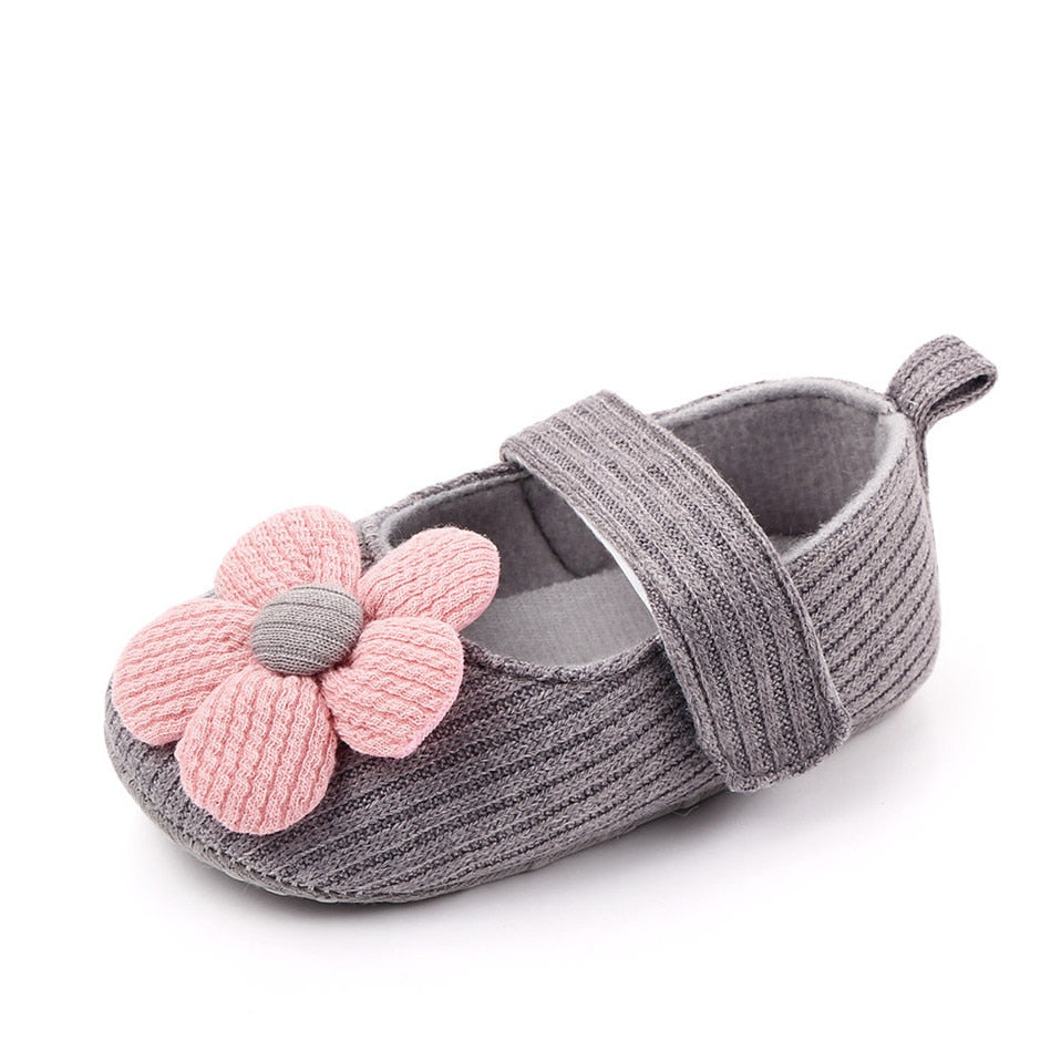 Sapatinho Flor sapatos Loja Click Certo Cinza 0-6 meses 11cm 