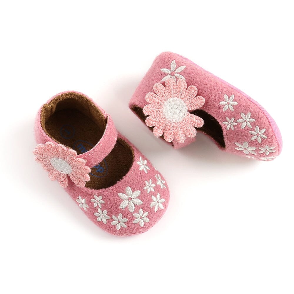 Sapatinho Infantil Flores Loja Click Certo Rosa 0-6 Meses 