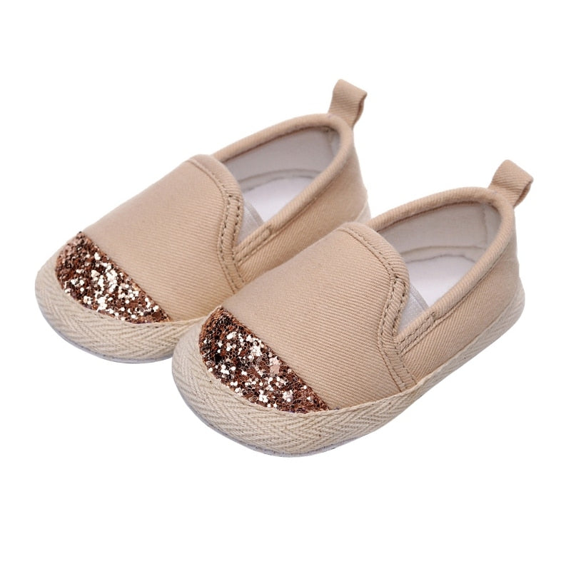 Sapato Chique com Brilho sapato Loja Click Certo Bege 0-6 meses 11cm 