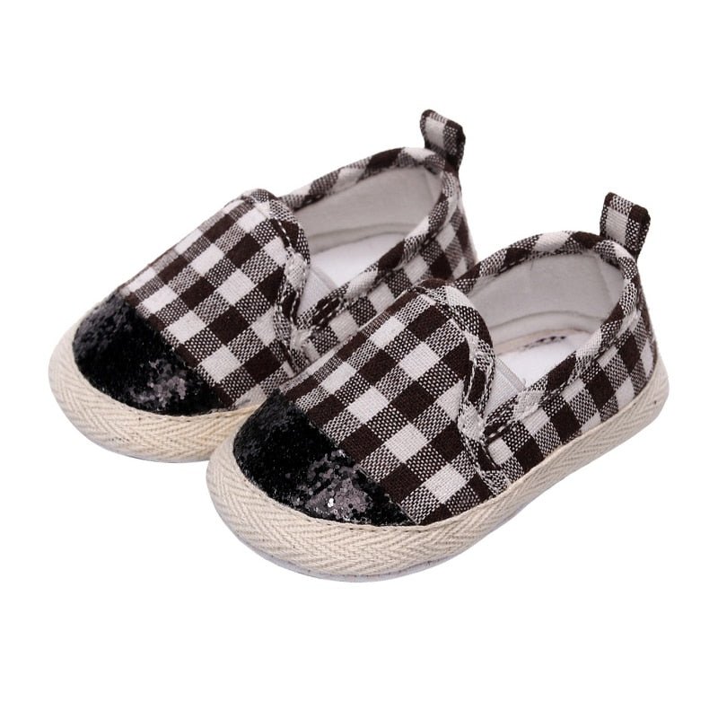 Sapato Chique com Brilho sapato Loja Click Certo Preto Xadrez 0-6 meses 11cm 