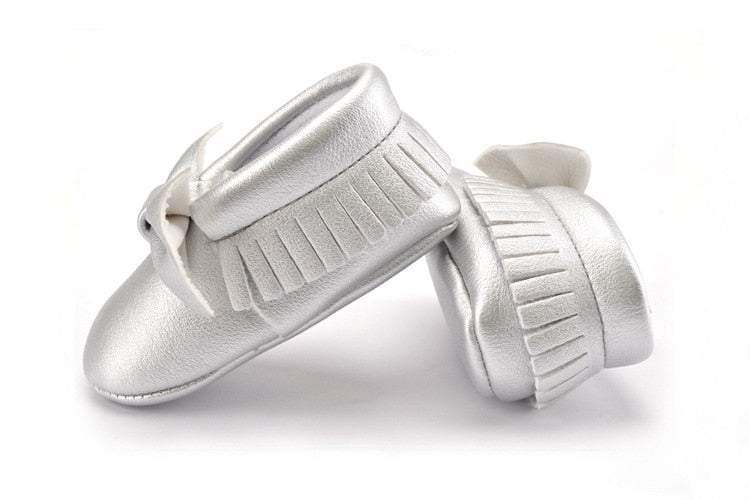 Sapato Laço sapatinho Loja Click Certo Prata 0-6 meses 11cm 
