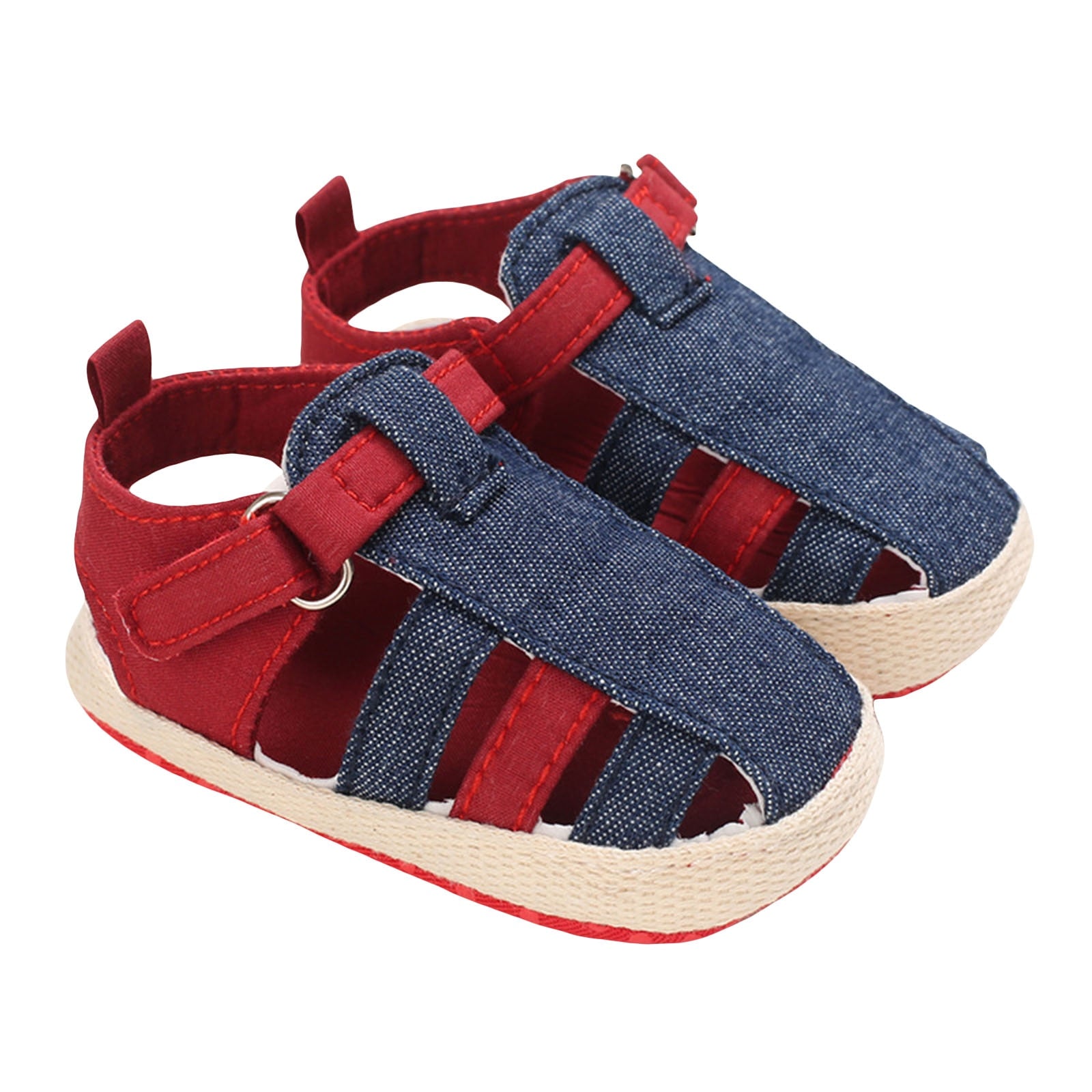 Sapato Super Confortável Sapato Loja Click Certo Azul e Vermelho 0-6 Meses 11cm 