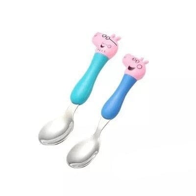 Talher Infantil Peppa Pig Loja Click Certo 2 Peças (Azul e Verde) 