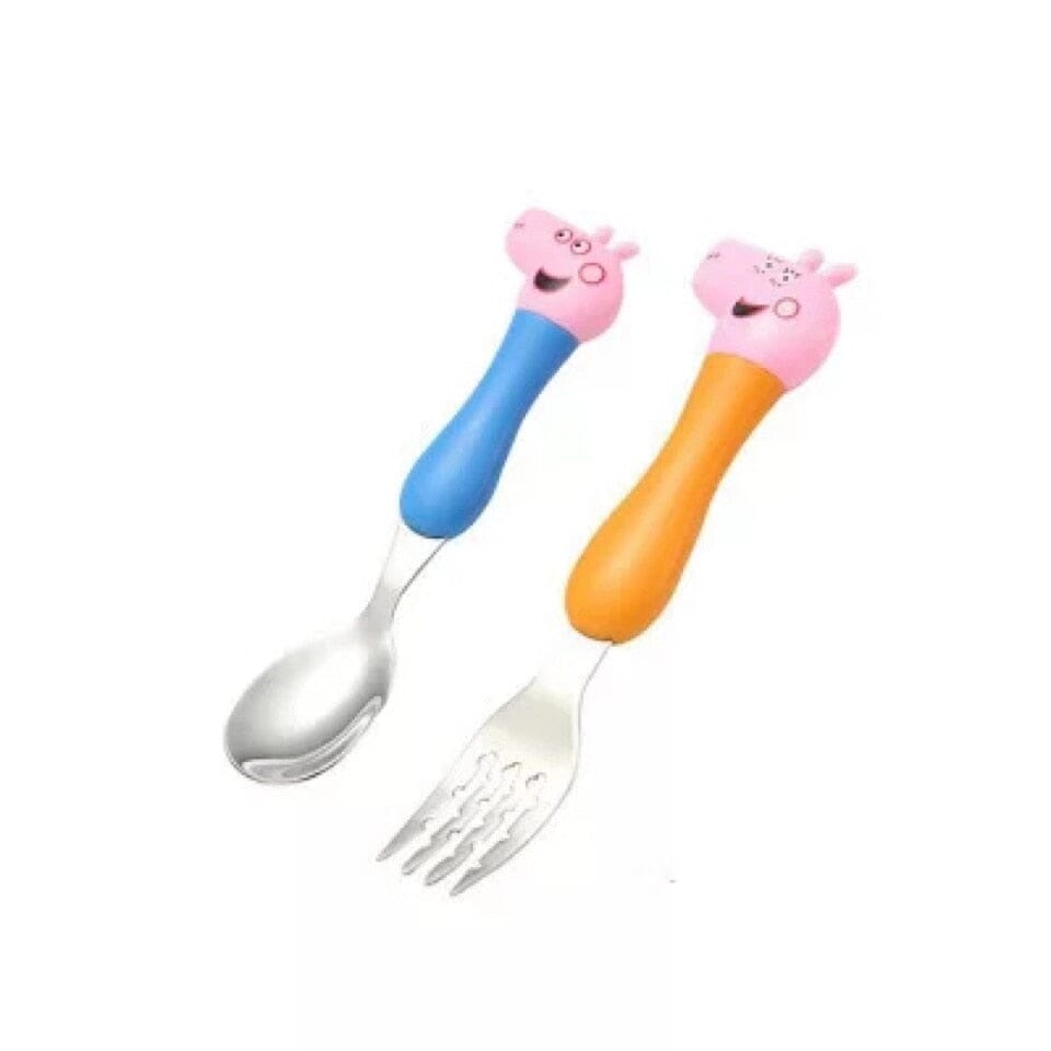 Talher Infantil Peppa Pig Loja Click Certo 2 Peças (Laranja e Azul) 