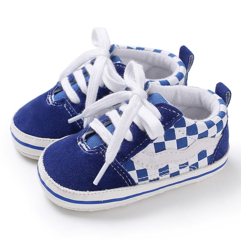 Tênis Infantil Vnns Loja Click Certo Azul Xadrez 0-6 Meses 11cm 