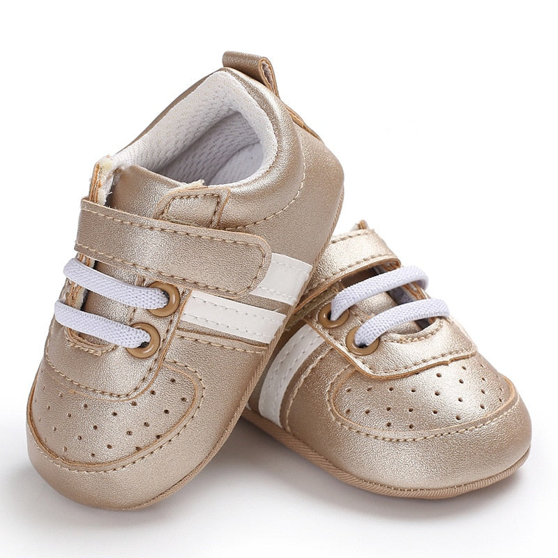 Tênis Sport Promoção Tênis Loja Click Certo Velcro Inteiro Dourado 0-6 Meses 11cm 