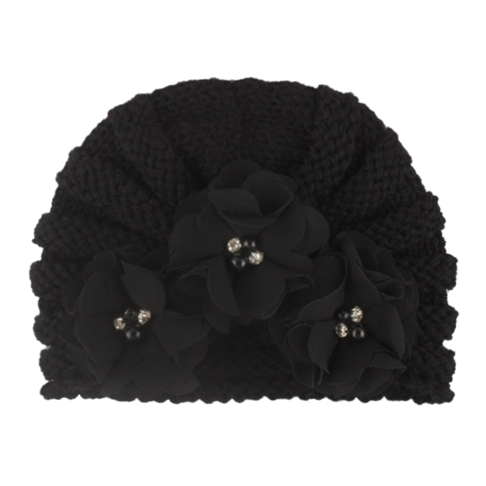 Turbante com Flores Turbante Loja Click Certo Preto 