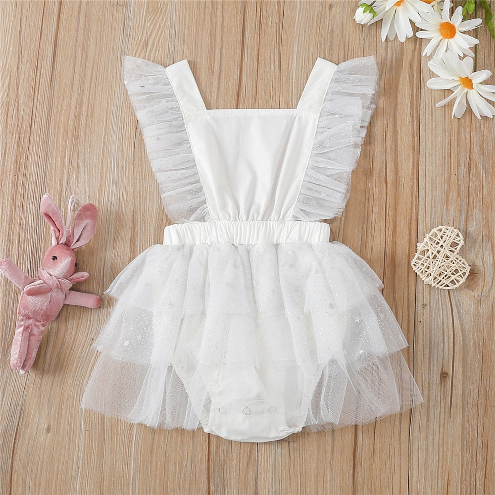 Vestido Body infantil Estrelinhas vestido Loja Click Certo Branco 3-6 meses 42cm 