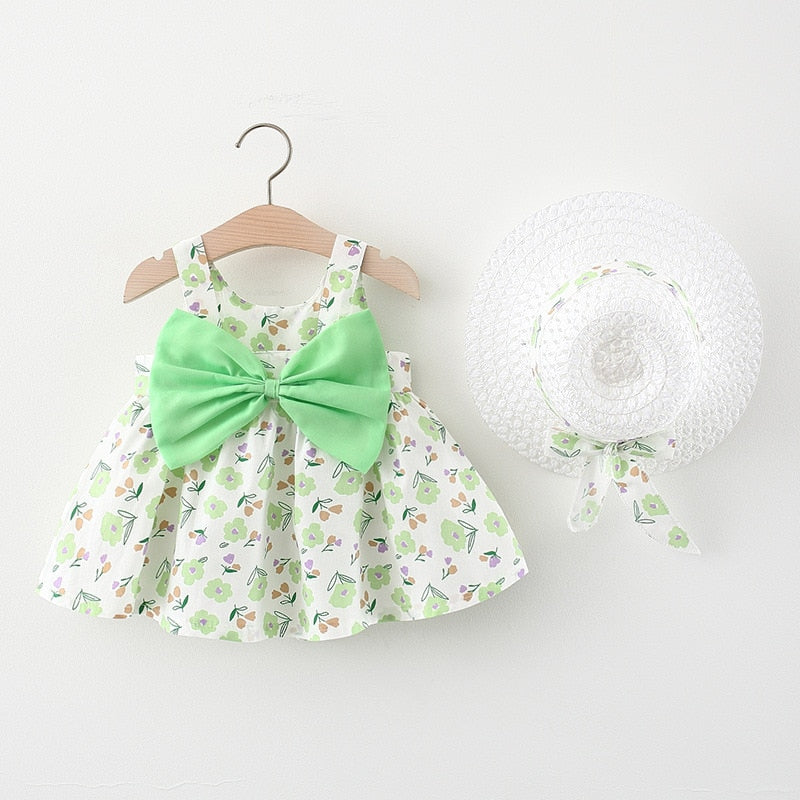 Vestido + Chapéu Laço Vestido Loja Click Certo Verde 4-6 Meses 