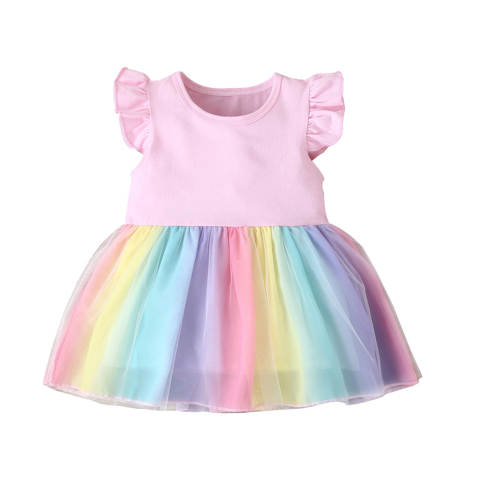Vestido Colorido Vestido Loja Click Certo Rosa 6-12 meses 