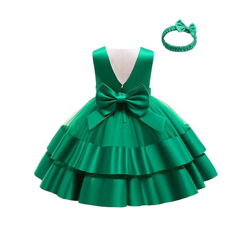 Vestido de Festa Infantil Babados vestido Loja Click Certo Verde 6-12 Meses 