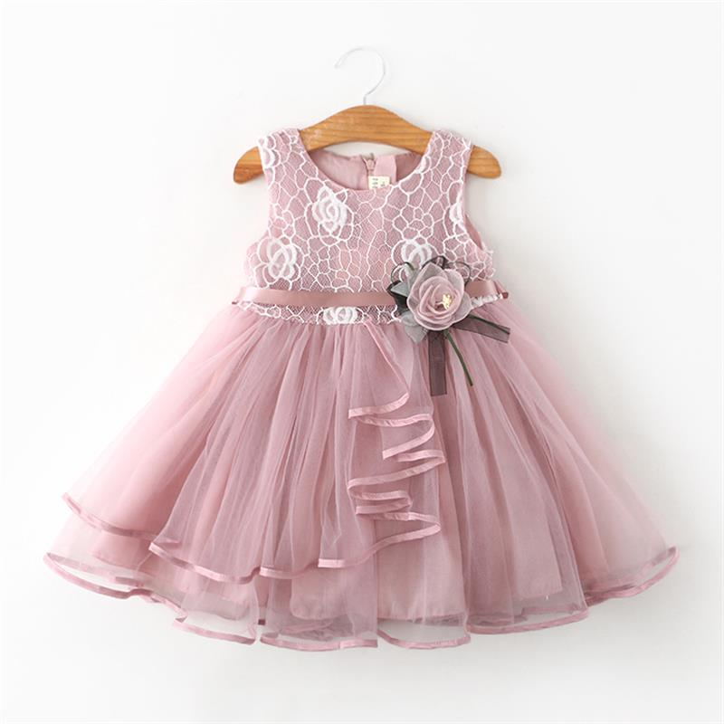 Vestido de Festa Infantil Flor vestido de festa Loja Click Certo Rosa 12-24 meses 52cm 