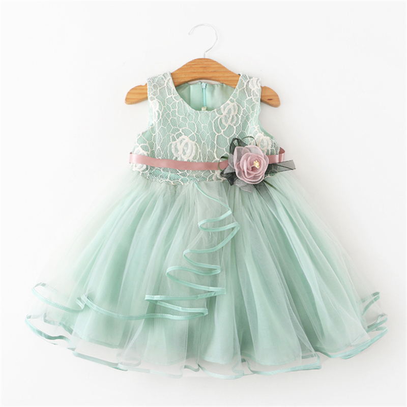Vestido de Festa Infantil Flor vestido de festa Loja Click Certo Verde 12-24 meses 52cm 