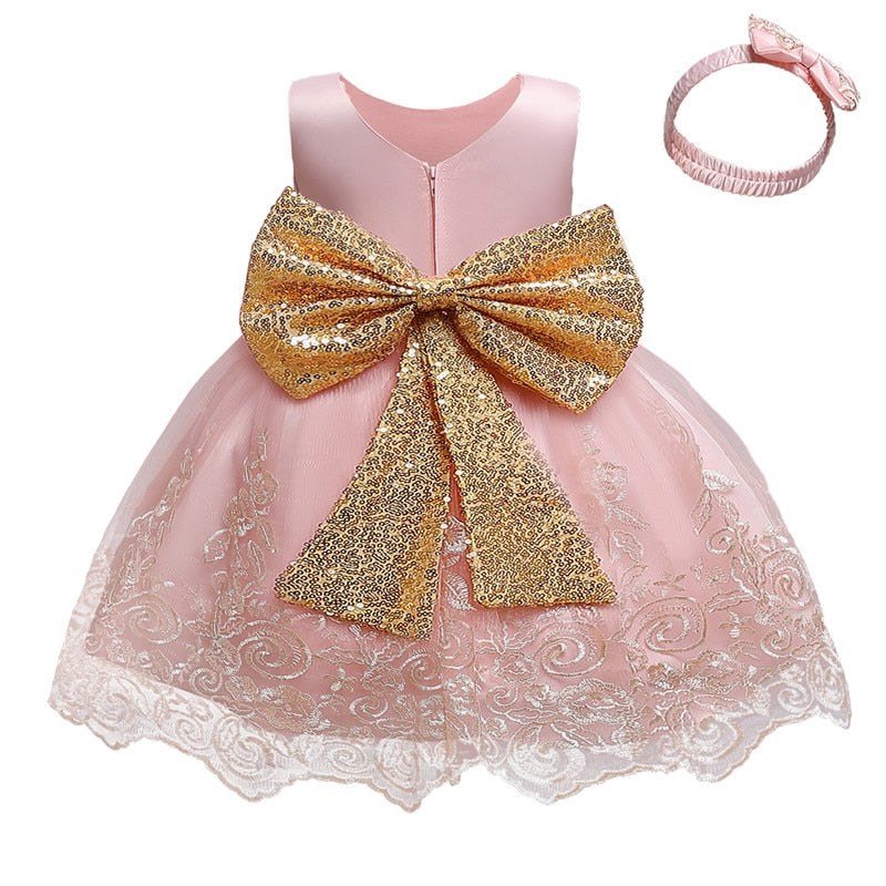 Vestido de Festa Infantil Laço Dourado vestido Loja Click Certo 