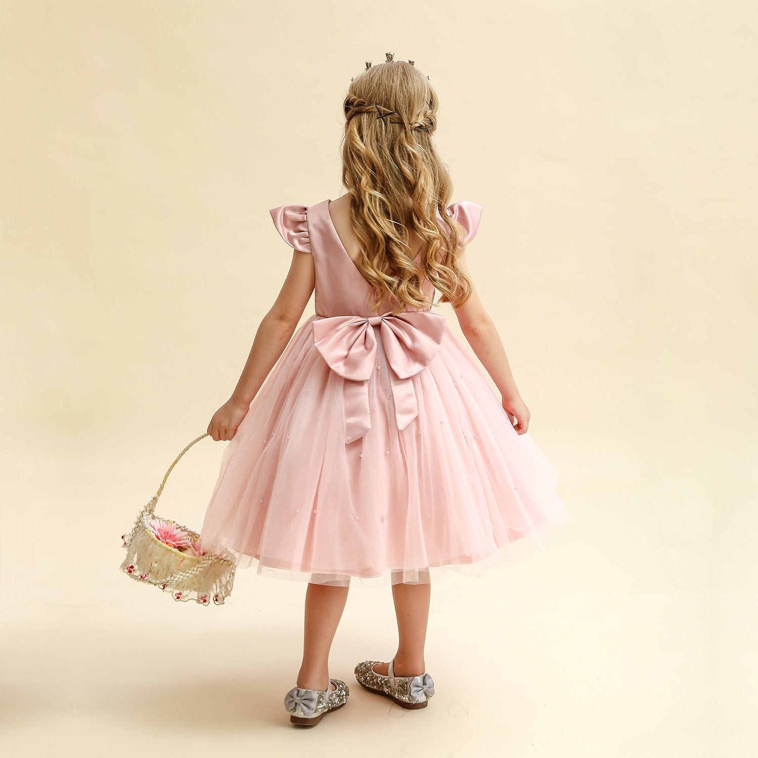 Vestido de Festa Infantil Tule e Pérolas vestido Loja Click Certo 
