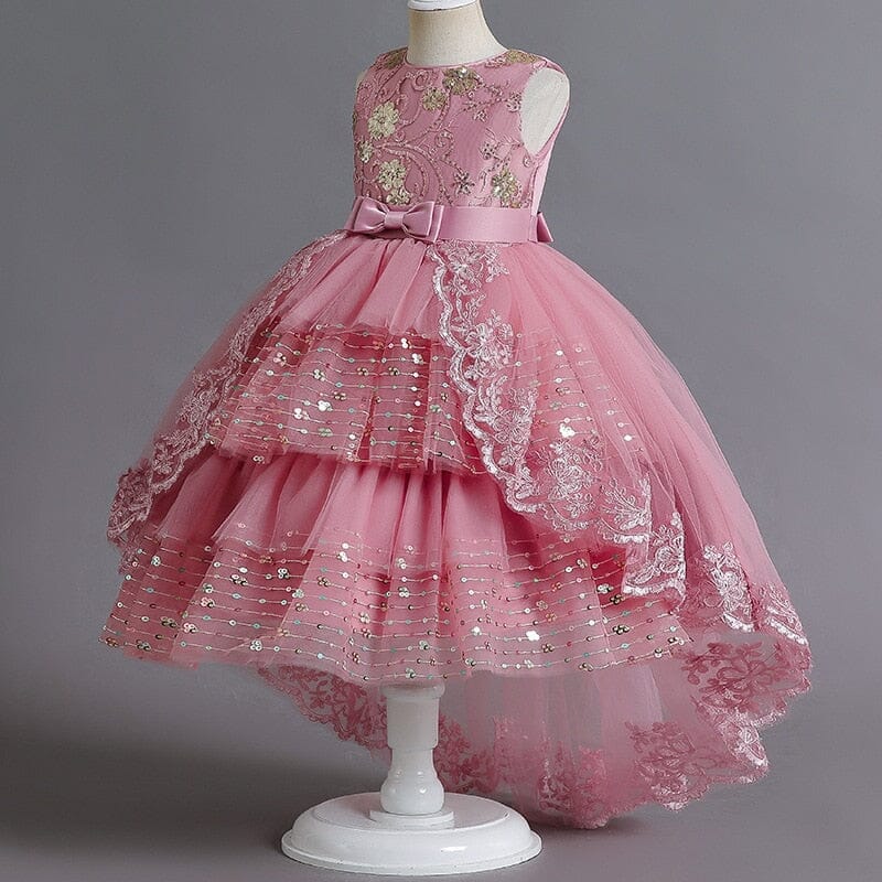 Vestido de Festa Infantil Tule Lantejoulas Loja Click Certo 2-3 Anos Rosa 