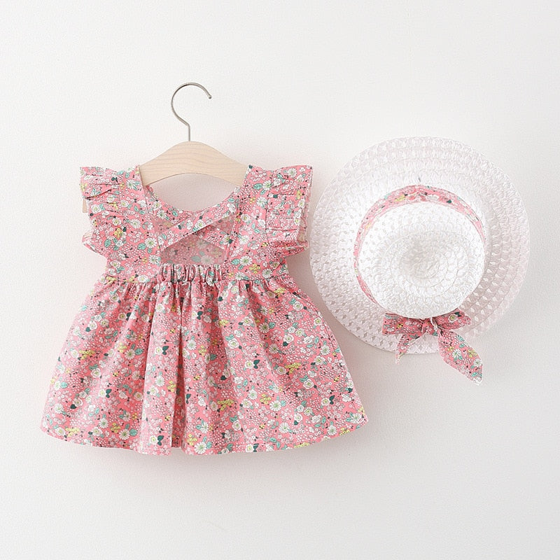 Chapéu Infantil Fofinho Carolina com Laço Floral Rosa Marfim