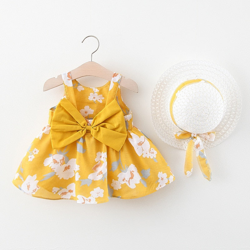 Vestido Florido com Laço Vestido Loja Click Certo Amarelo 3-6 Meses 