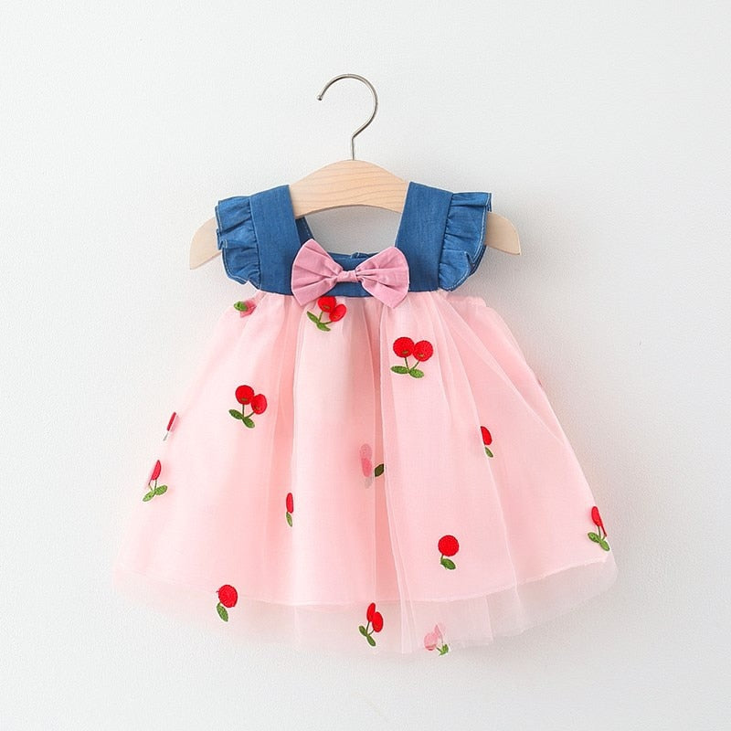 Vestido Frutinha e Tule vestido Loja Click Certo Rosa Cerejinha 3-6 meses 