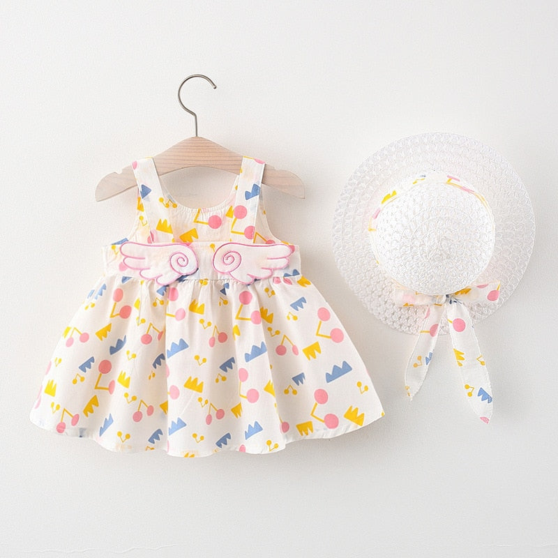 Vestido Infantil Asas de Anjo + Chapéu vestido Loja Click Certo Rosa 4-6 Meses 