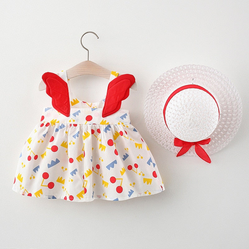 Vestido Infantil Asas de Anjo + Chapéu vestido Loja Click Certo Vermelho 4-6 Meses 