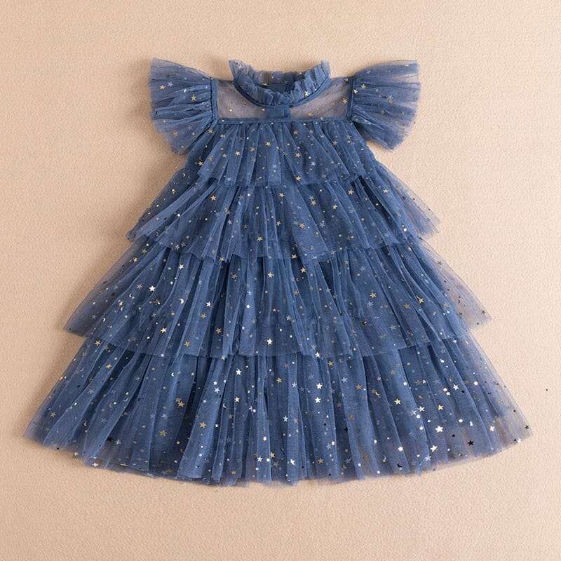 Vestido Infantil Babados 0 Loja Click Certo Azul 2-3 Anos 
