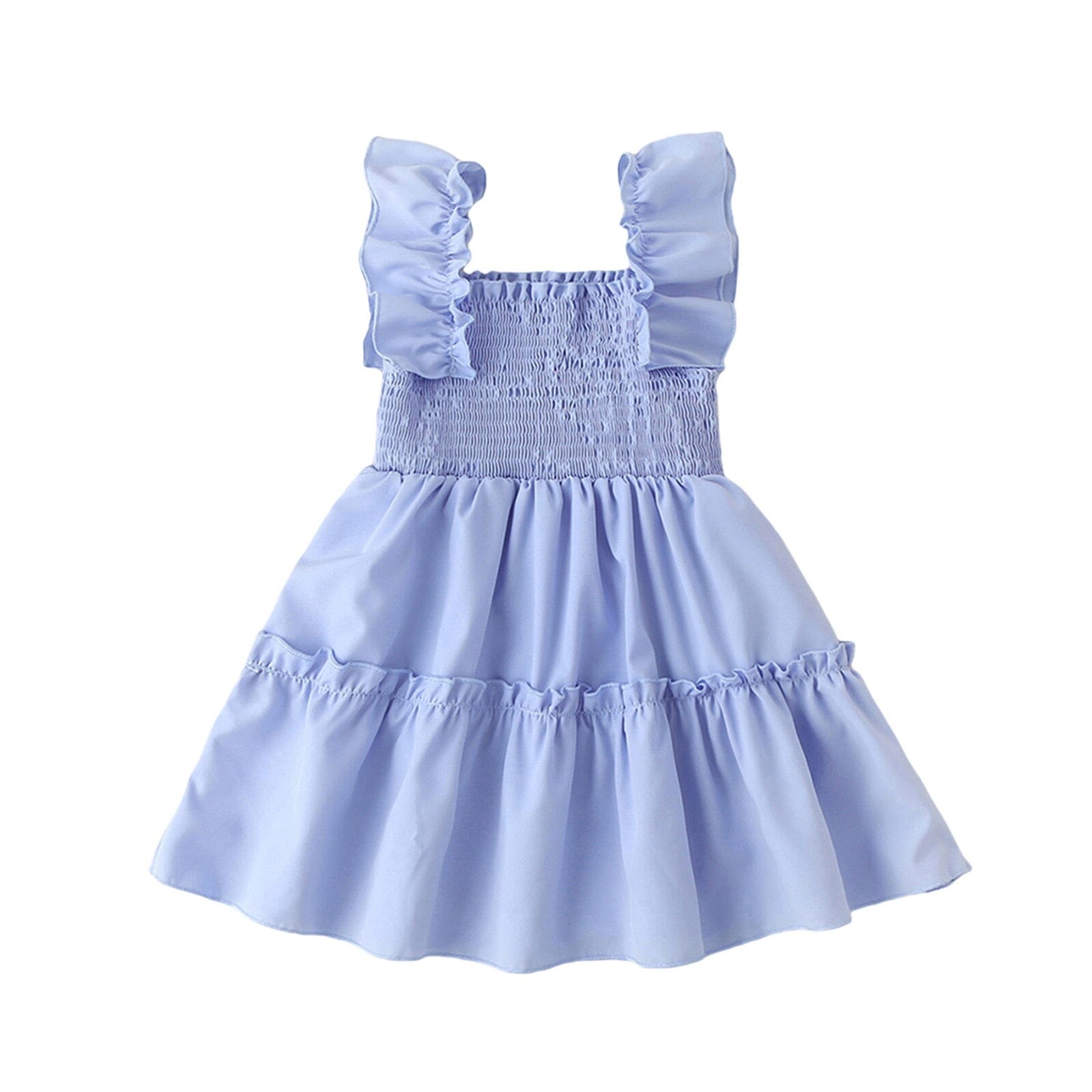 Vestido Infantil Babados Loja Click Certo Azul 1-2 Anos 