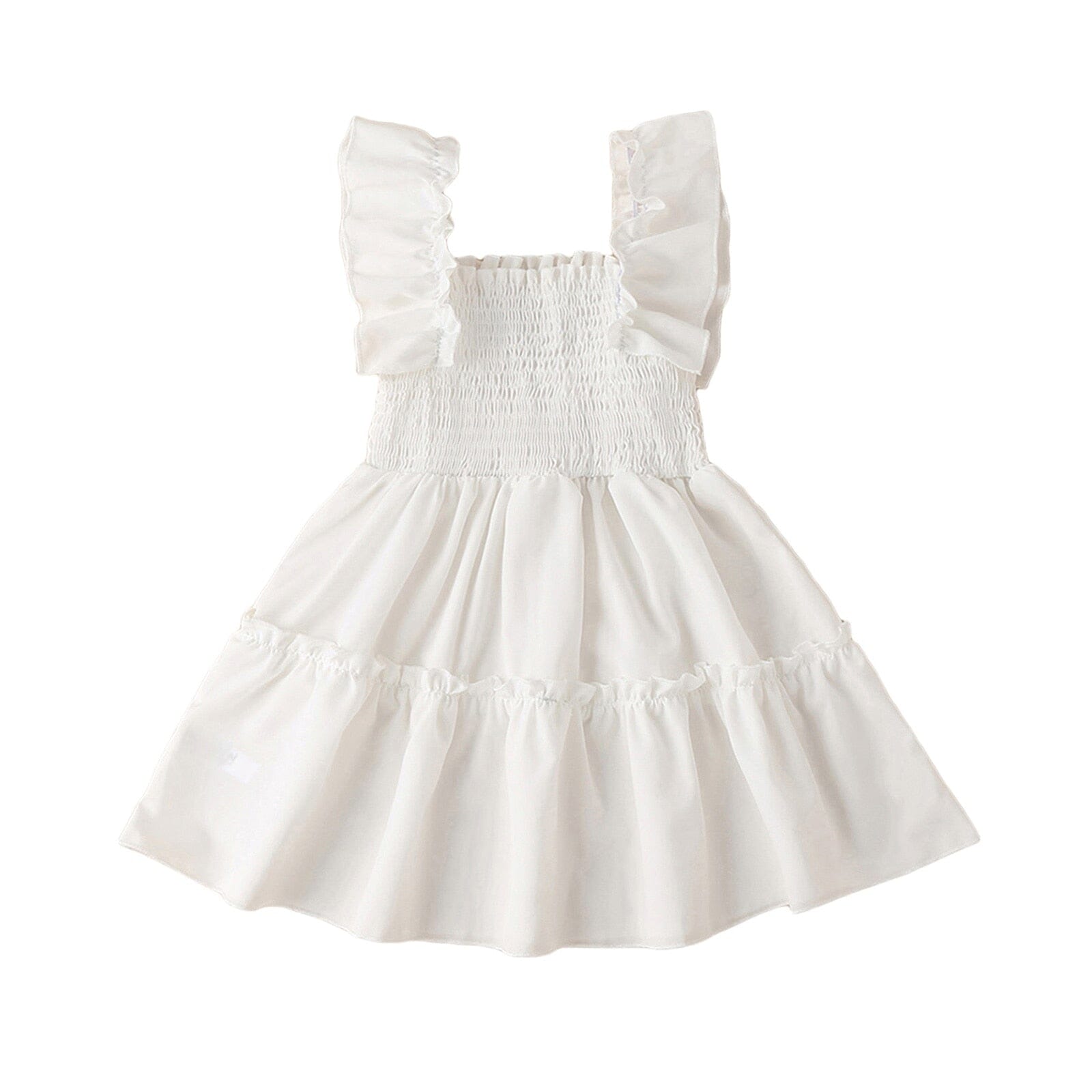 Vestido Infantil Babados Loja Click Certo Branco 1-2 Anos 