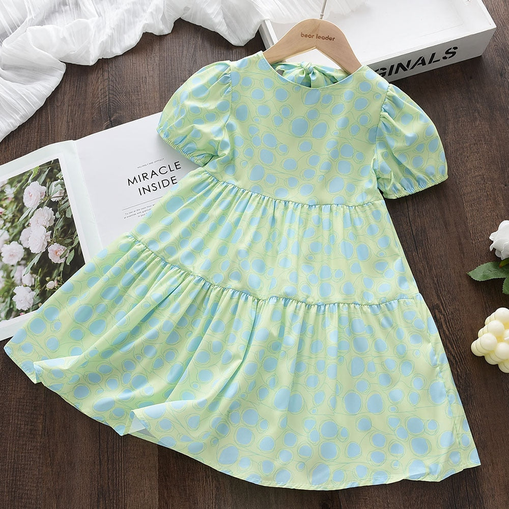 Vestido Infantil Babados Poá vestido Loja Click Certo Verde 1-2 Anos 