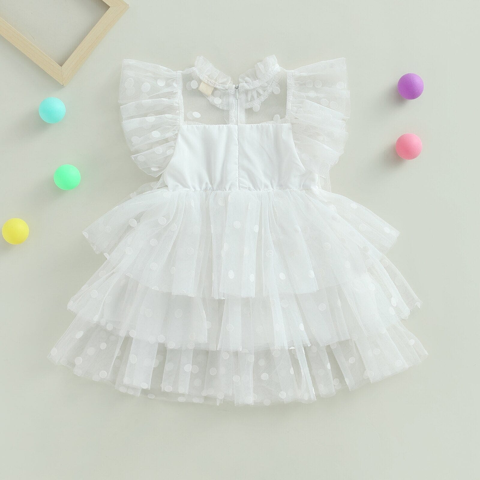 Vestido Infantil Babados Tule e Bolinhas Loja Click Certo 