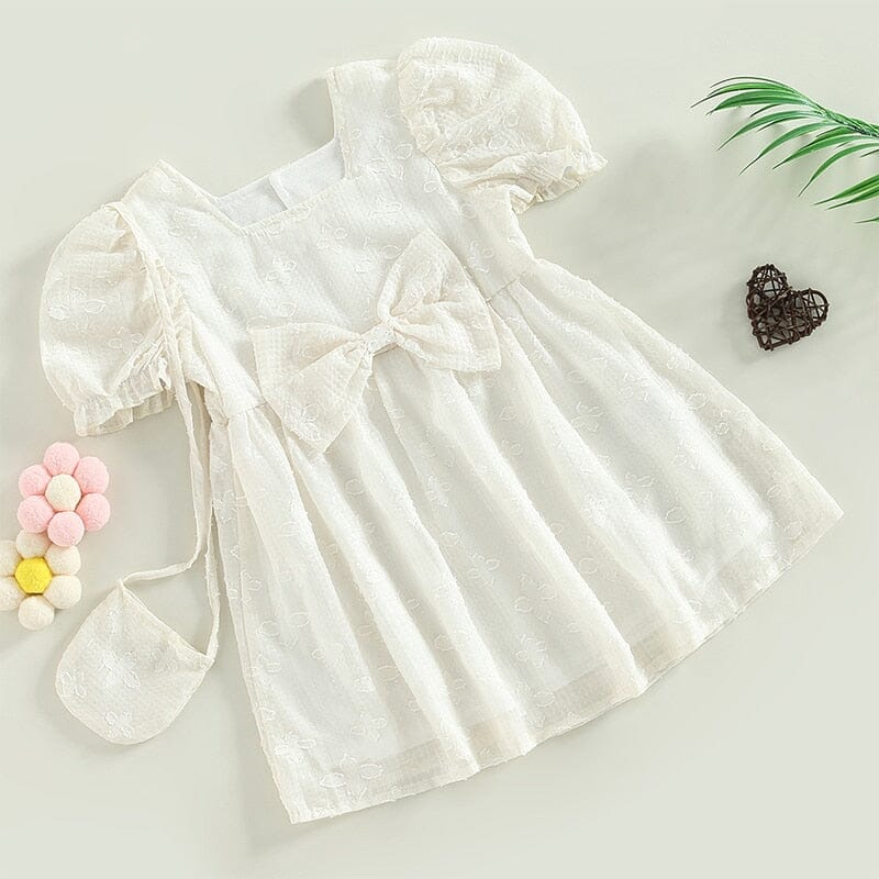 Vestido Infantil Bege Laço Loja Click Certo 