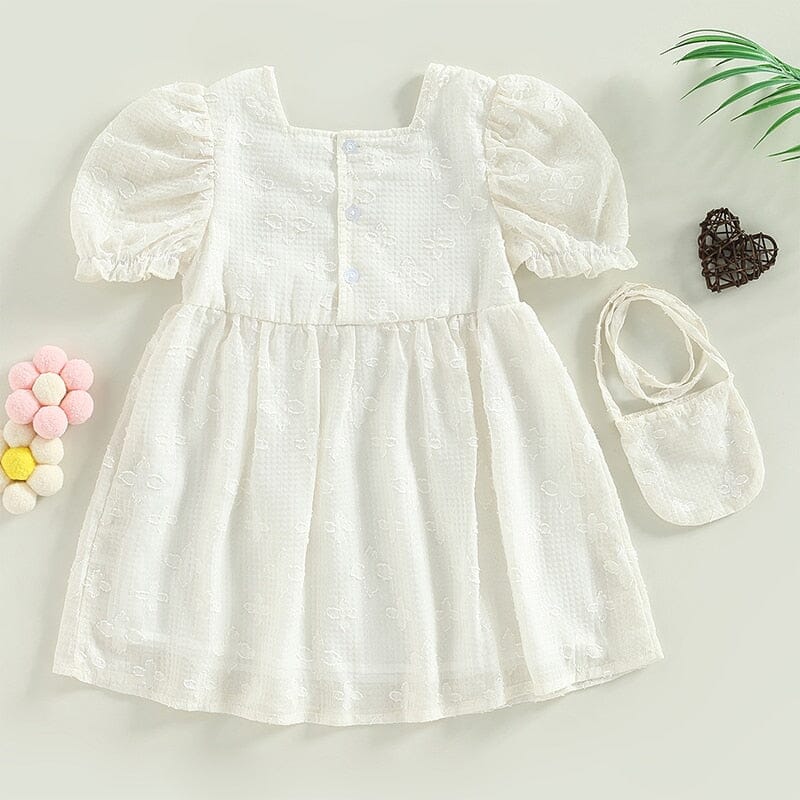 Vestido Infantil Bege Laço Loja Click Certo 