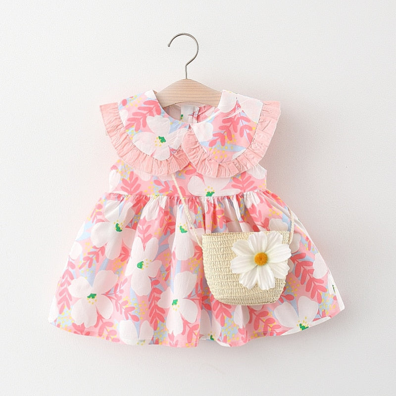 Vestido Infantil + Bolsa Margarida Loja Click Certo Rosa 6-12 meses 