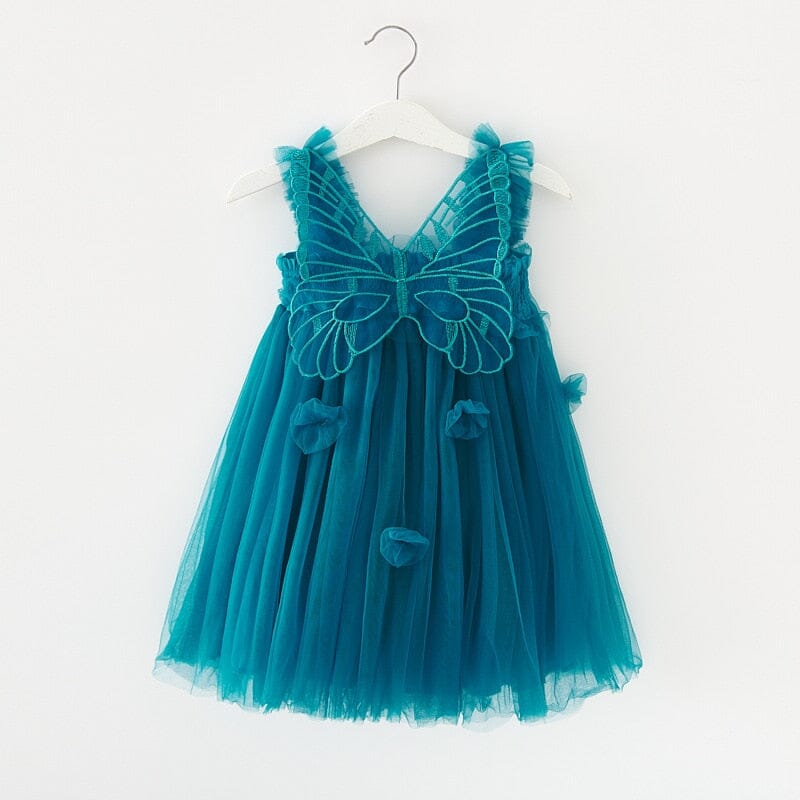 Vestido Infantil Borboleta Loja Click Certo Azul 6-12 Meses 