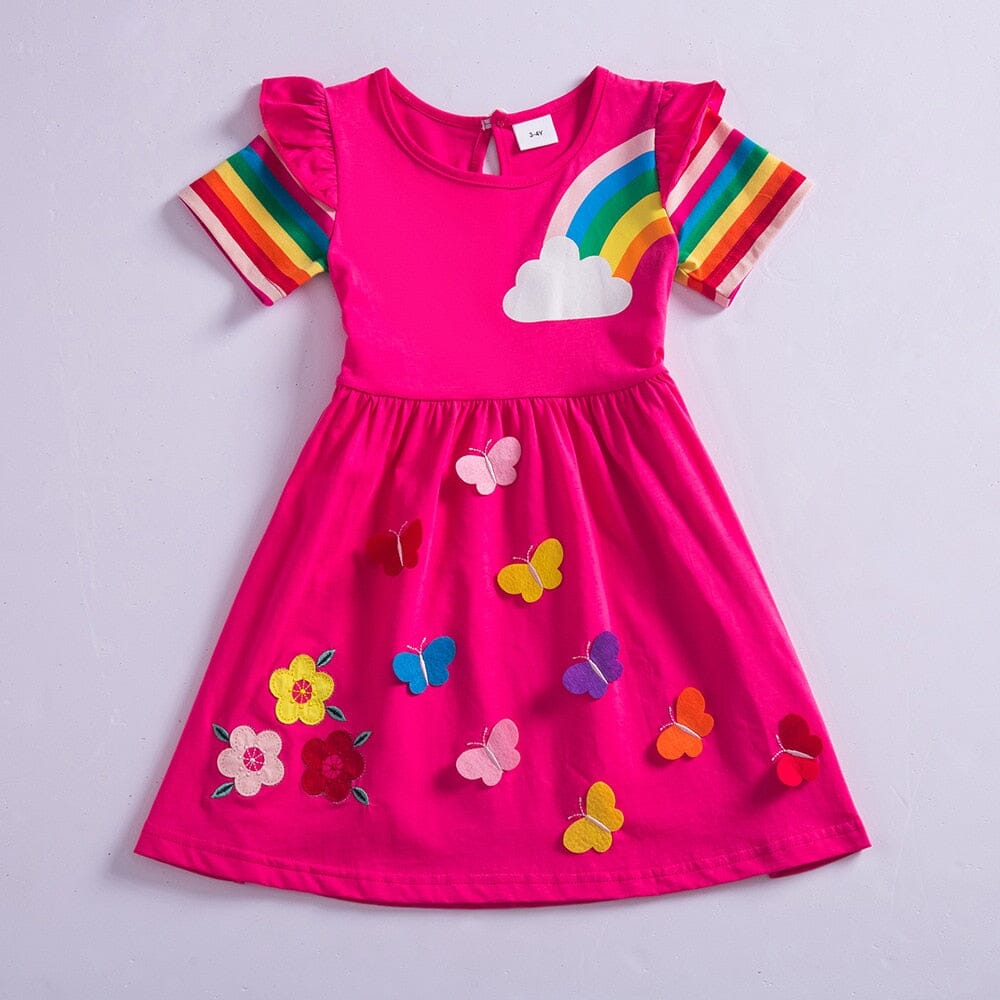 Vestido Infantil Borboletinhas e Arco-íris Loja Click Certo 