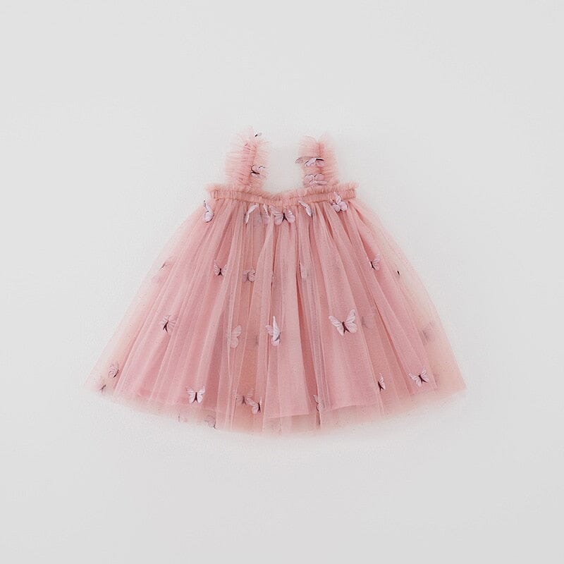 Vestido Infantil Borboletinhas Tule Loja Click Certo Rosa 6-12 Meses 