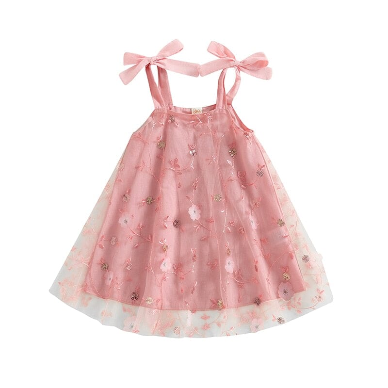 Vestido Infantil Bordado Alça Laçinho Loja Click Certo 2-3 Anos 