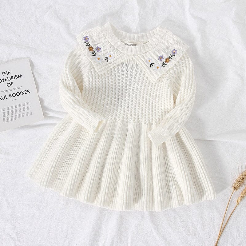 Vestido Infantil Bordado Florzinhas Loja Click Certo Branco 18-24 Meses 