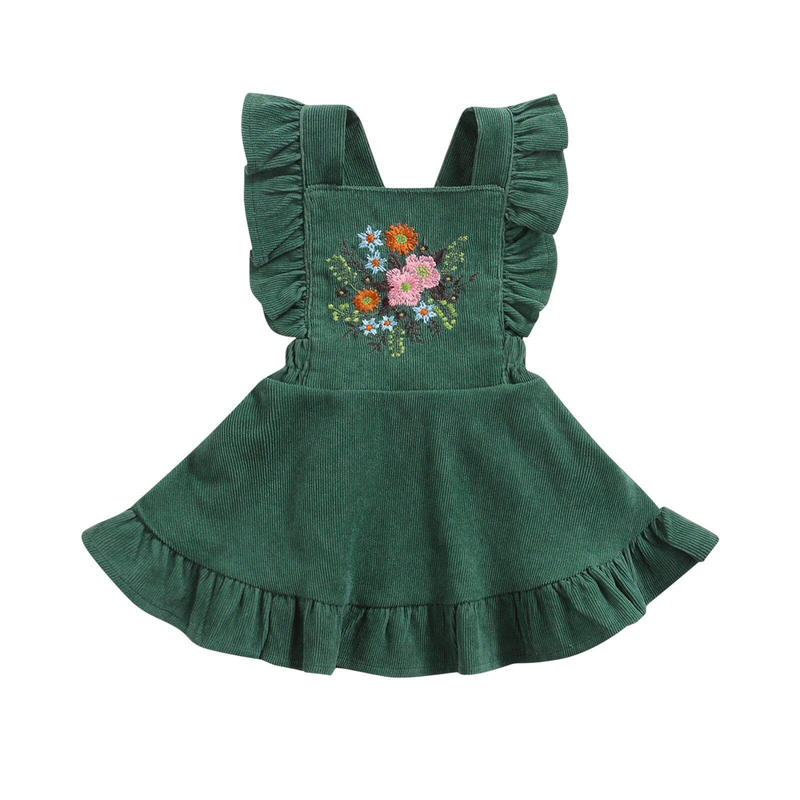 Vestido Infantil Bordado Loja Click Certo Verde 3-6 Meses 