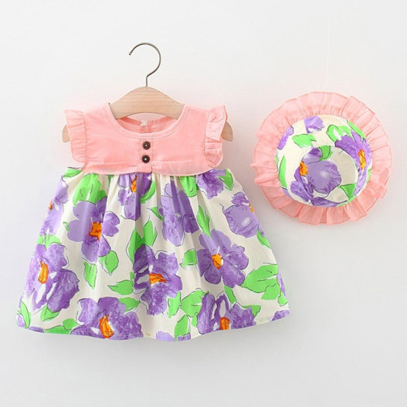 Vestido Infantil Botões + Chapéu Loja Click Certo 