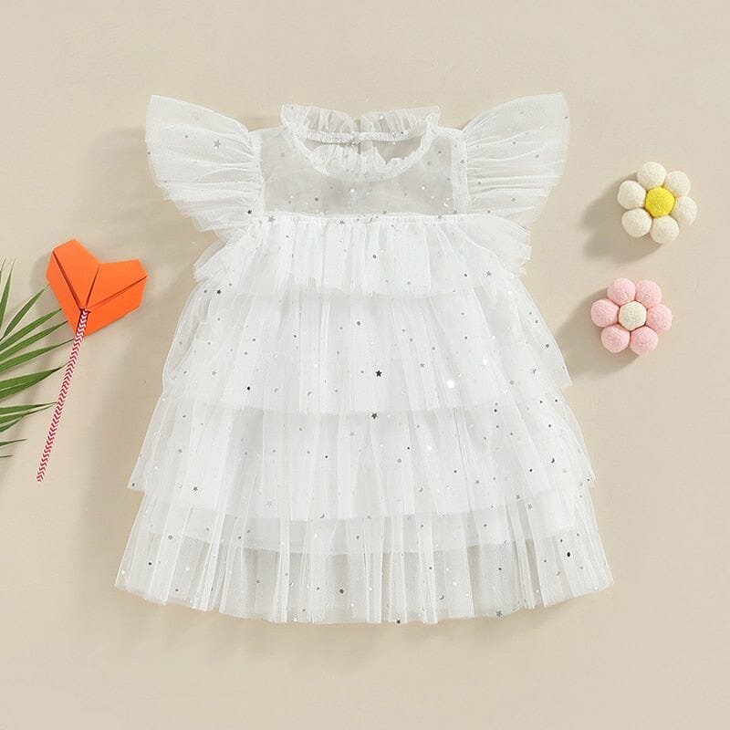 Vestido Infantil Branco Estrelinhas Loja Click Certo 