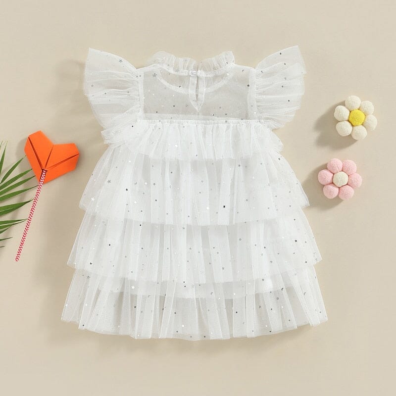 Vestido Infantil Branco Estrelinhas Loja Click Certo 