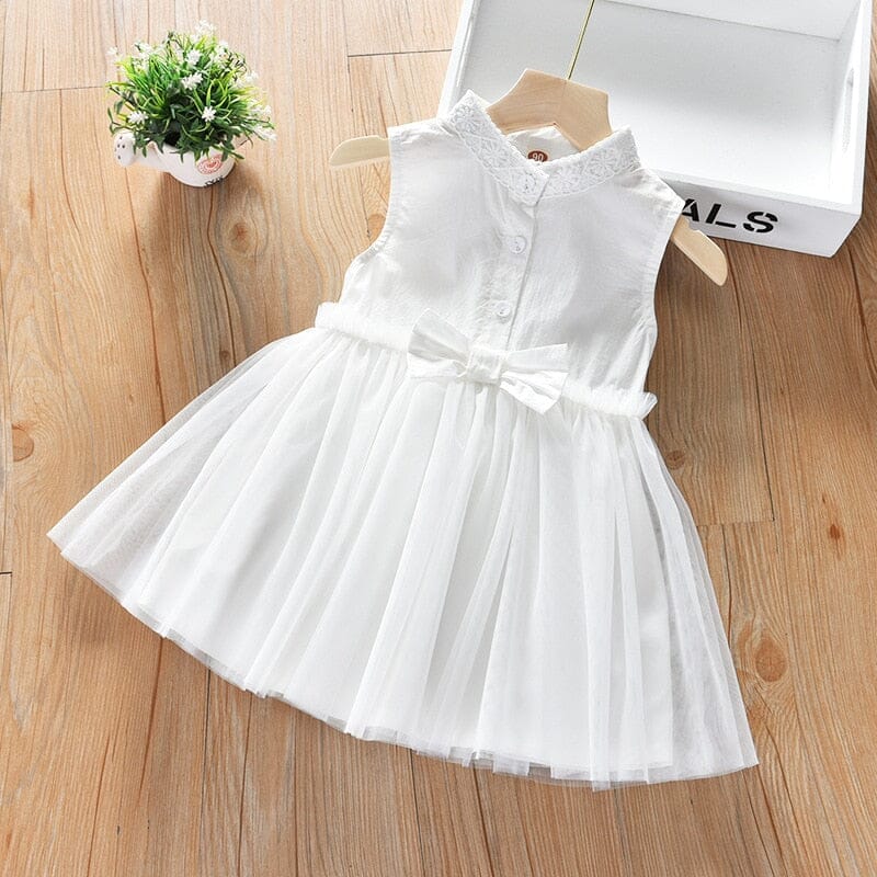 Vestido Infantil Branco Lacinho Loja Click Certo Branco 1-2 Anos 