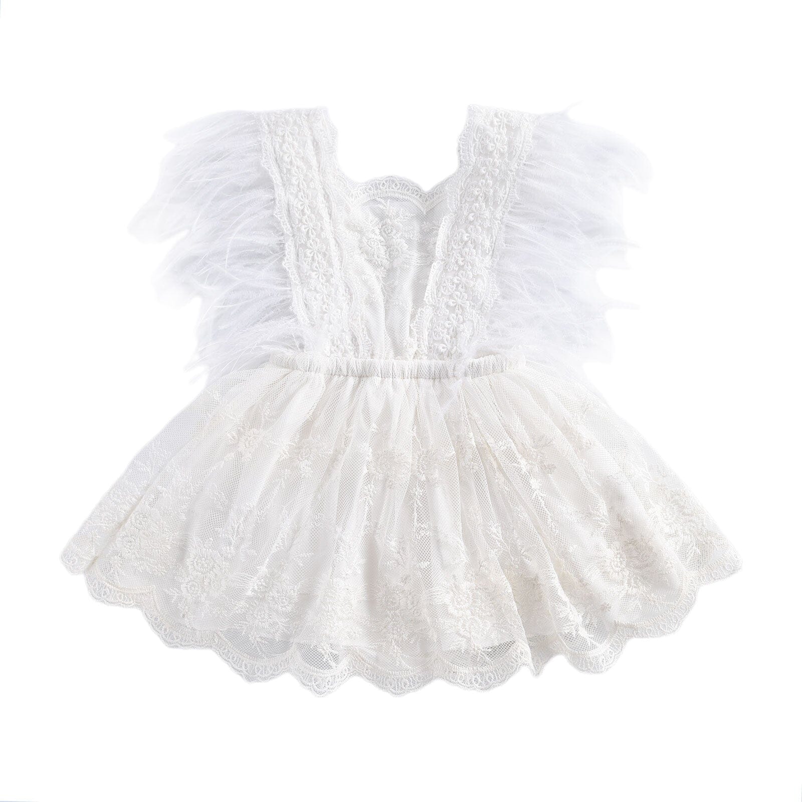 Vestido Infantil Branco Penas Loja Click Certo 