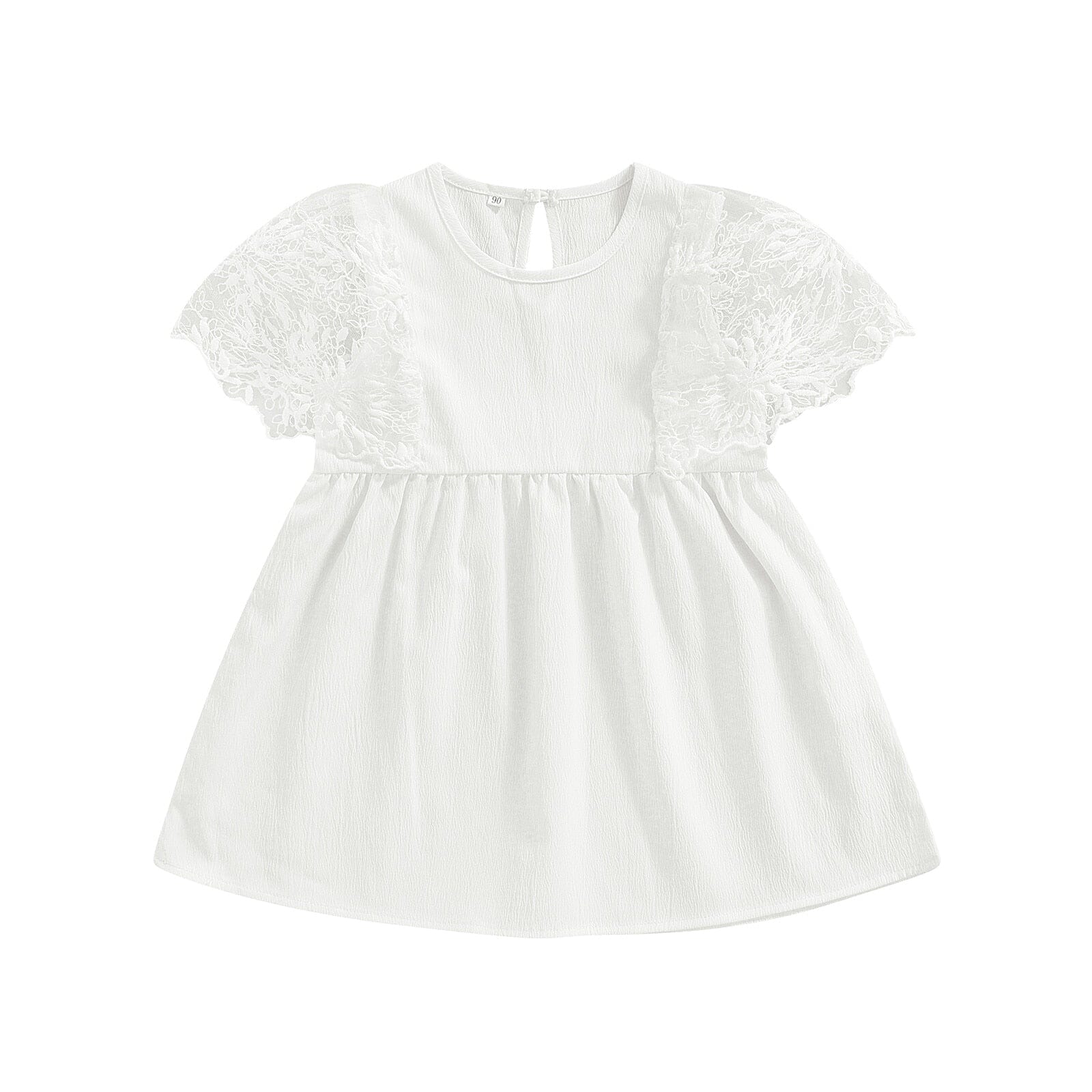 Vestido Infantil Branco Renda Loja Click Certo 1-2 Anos 